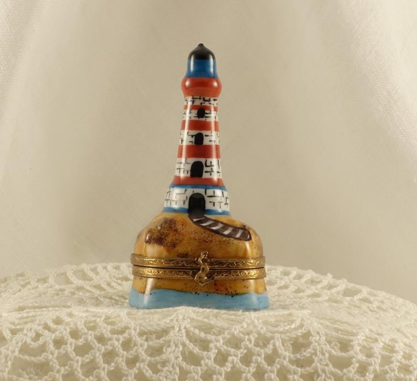 Limoges France Nautical Trinket Box | Lighthouse Seaside Keepsake