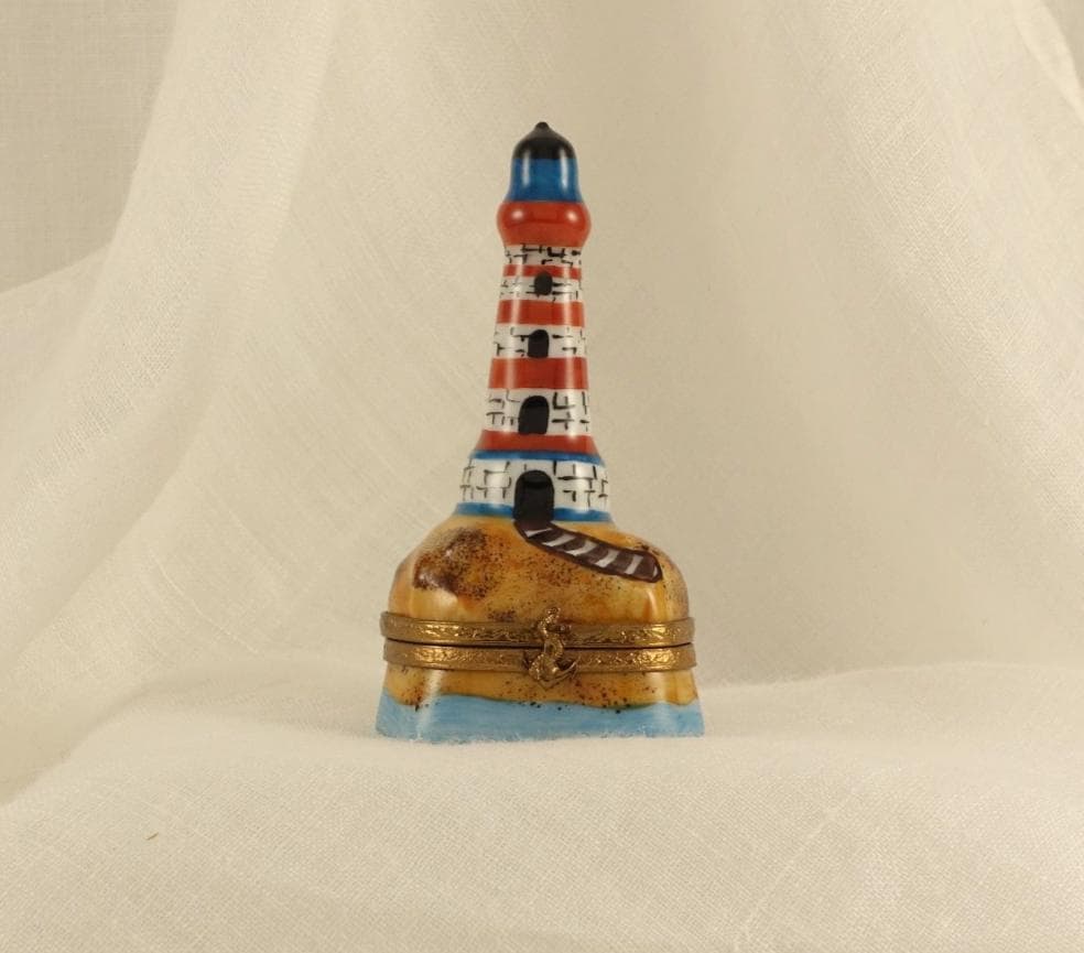 Limoges France Nautical Trinket Box | Lighthouse Seaside Keepsake