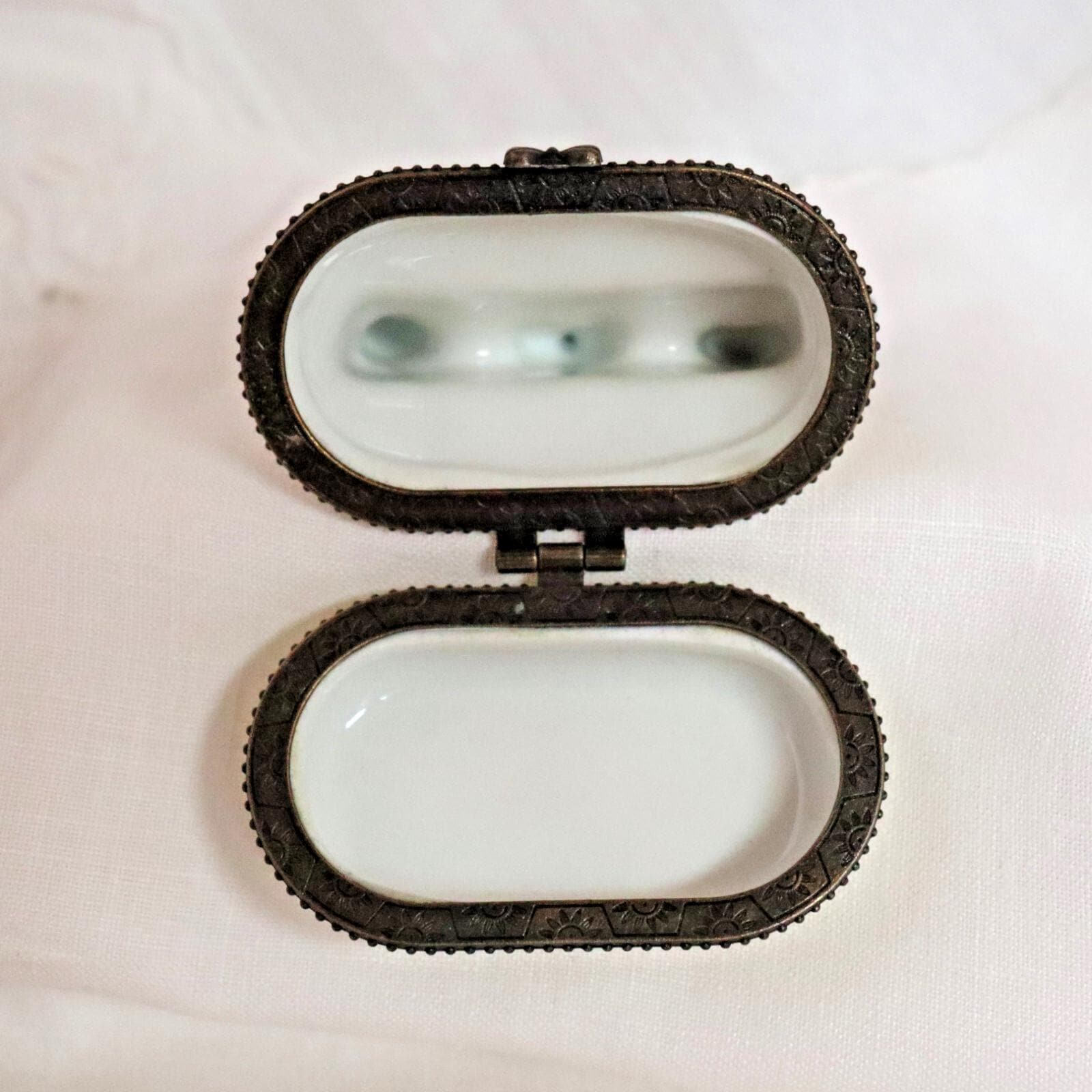 Three Wise Monkeys Trinket Box - Colorful Oval Porcelain