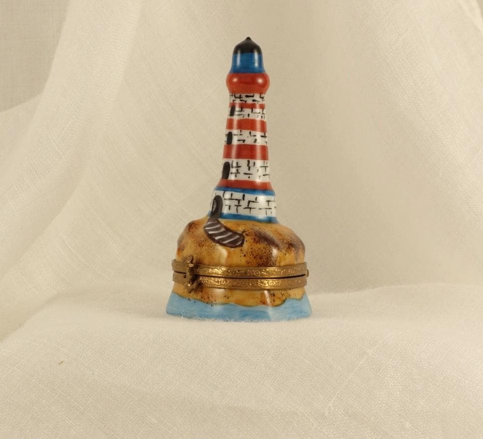 Limoges France Nautical Trinket Box | Lighthouse Seaside Keepsake