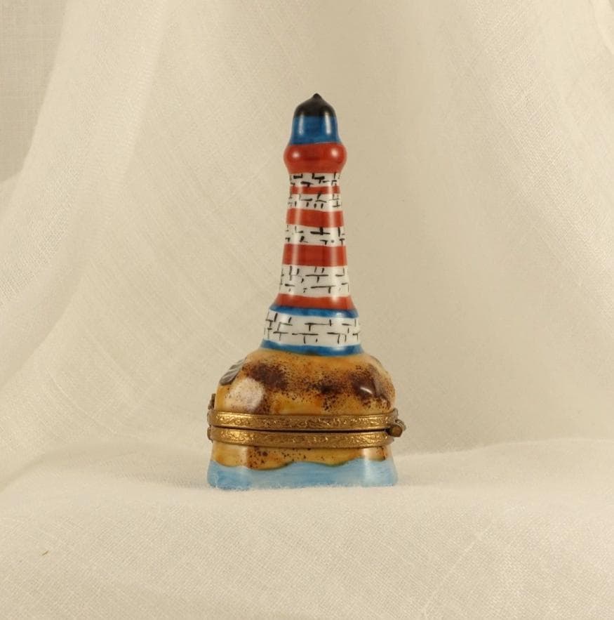 Limoges France Nautical Trinket Box | Lighthouse Seaside Keepsake