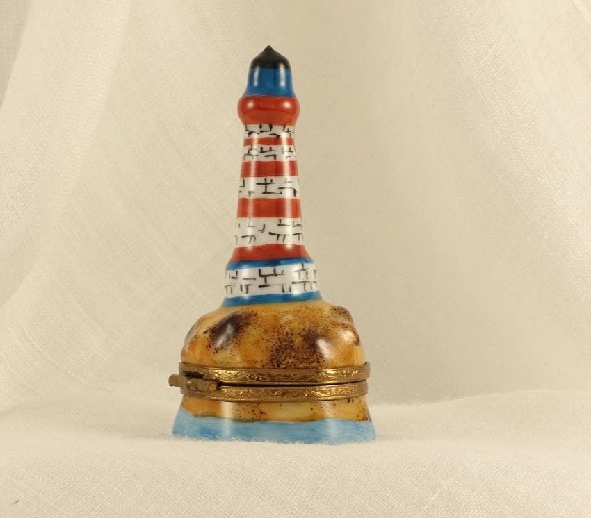 Limoges France Nautical Trinket Box | Lighthouse Seaside Keepsake
