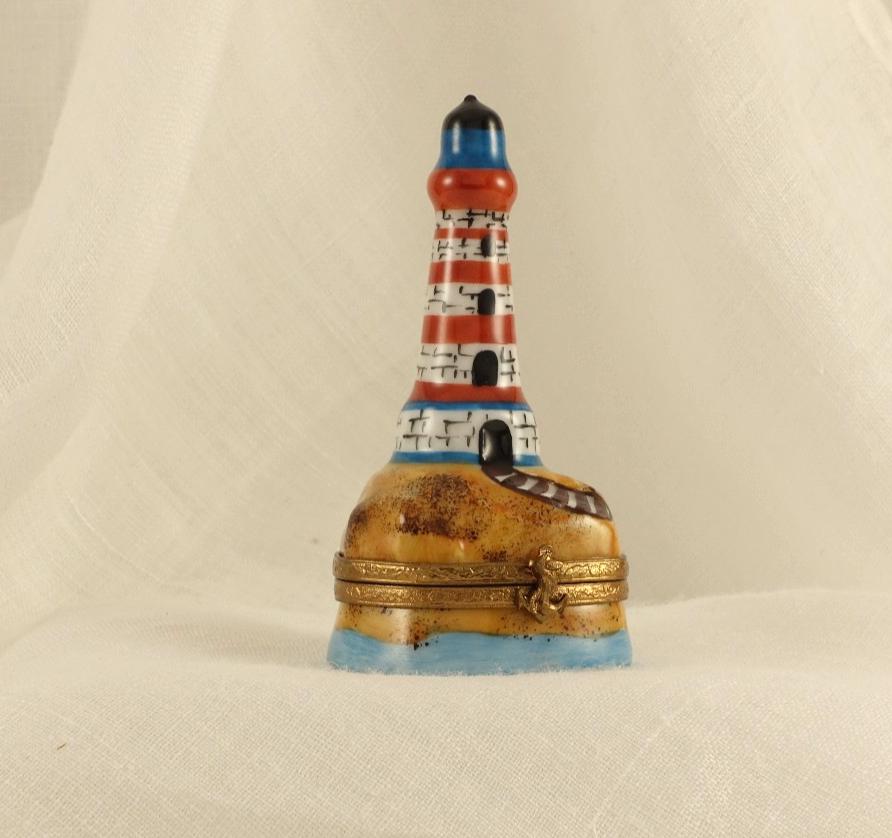 Limoges France Nautical Trinket Box | Lighthouse Seaside Keepsake