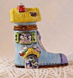 Limoges Old Woman in a Shoe Trinket Box | Mouse Family Collectible