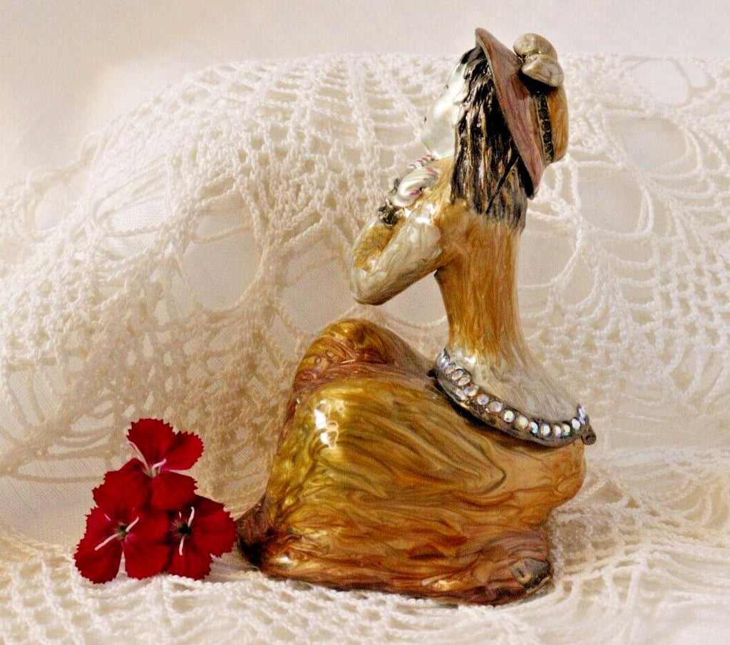 Jeweled Lady Trinket Box | Enamel Metal Keepsake Box Art Deco Flapper Style