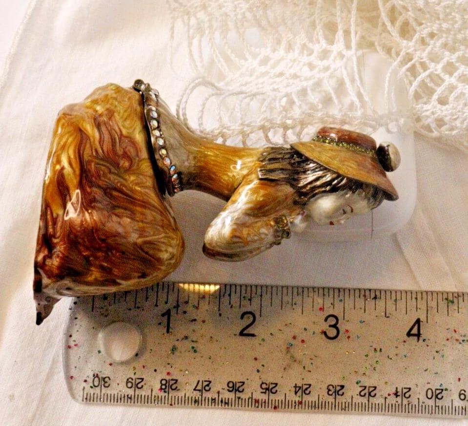Jeweled Lady Trinket Box | Enamel Metal Keepsake Box Art Deco Flapper Style