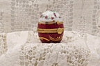 Limoges Porcelain Trinket Box, Egg Shape, Burgundy Roses (2" x 1.5")