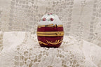Limoges Porcelain Trinket Box, Egg Shape, Burgundy Roses (2" x 1.5")