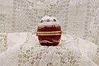 Limoges Porcelain Trinket Box, Egg Shape, Burgundy Roses (2" x 1.5")