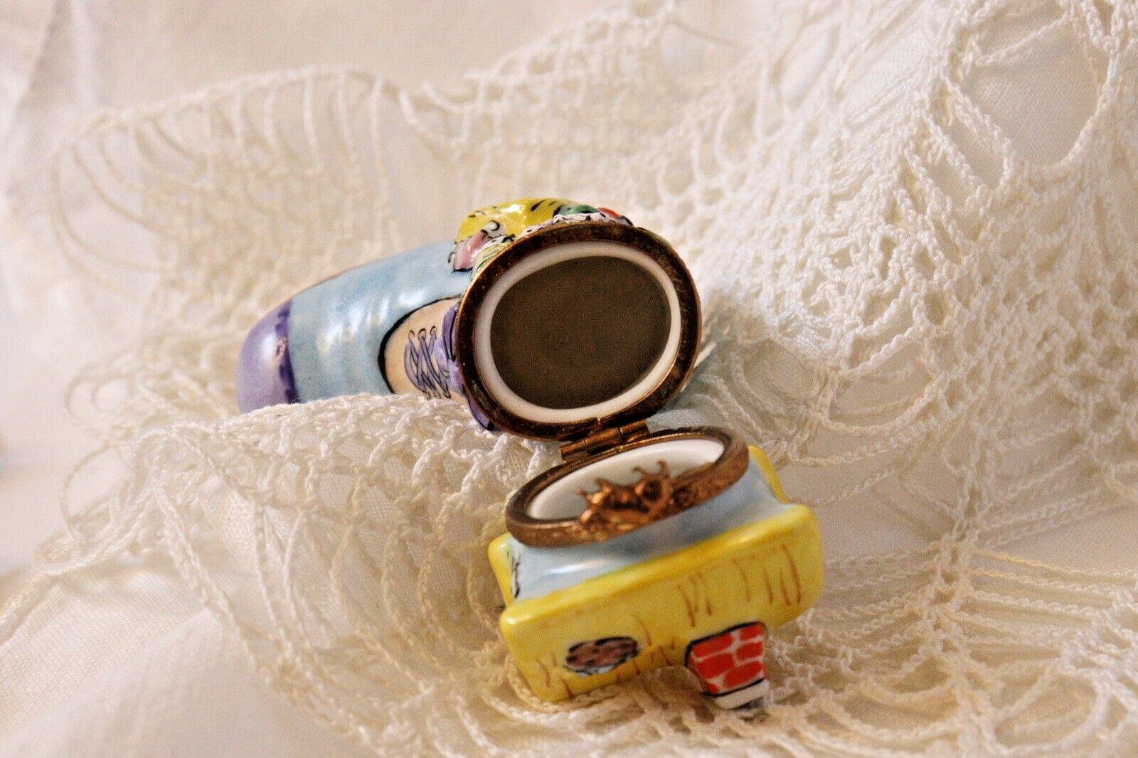 Limoges Old Woman in a Shoe Trinket Box | Mouse Family Collectible