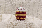 Limoges Porcelain Trinket Box, Egg Shape, Burgundy Roses (2" x 1.5")