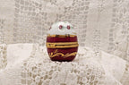 Limoges Porcelain Trinket Box, Egg Shape, Burgundy Roses (2" x 1.5")