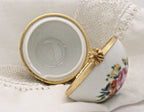 Porcelain Trinket Box: French Butterfly and Floral Art (Round, Hinged)