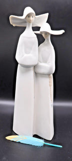 Lladró Porcelain Figurine - Two Nuns Holding Rosary Beads
