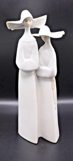 Lladró Porcelain Figurine - Two Nuns Holding Rosary Beads