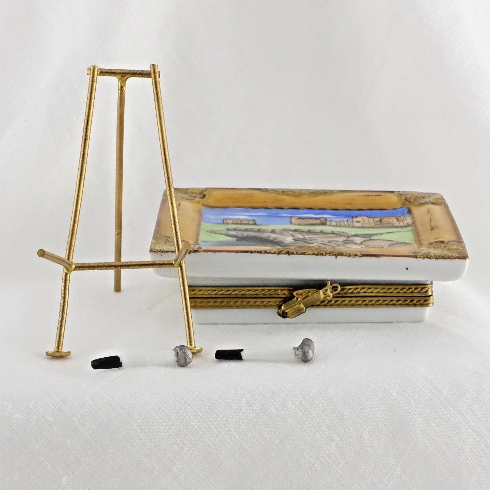 Limoges | Scottish Golf Course 18th hole Trinket Box | Hand Painted Porcelain Keepsake Box | Scotland Souvenir