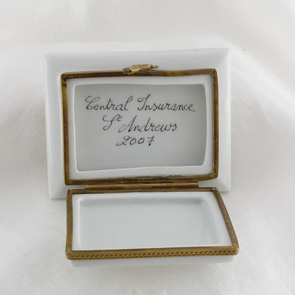Limoges | Scottish Golf Course 18th hole Trinket Box | Hand Painted Porcelain Keepsake Box | Scotland Souvenir