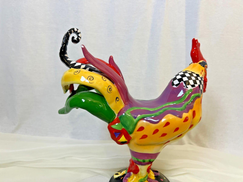 Sharon Neuhaus Poultry in Motion Mardi Gras Rooster Figurine