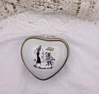Limoges France Heart Trinket Box Paris Rencontre Au Café | Hand Painted Porcelain