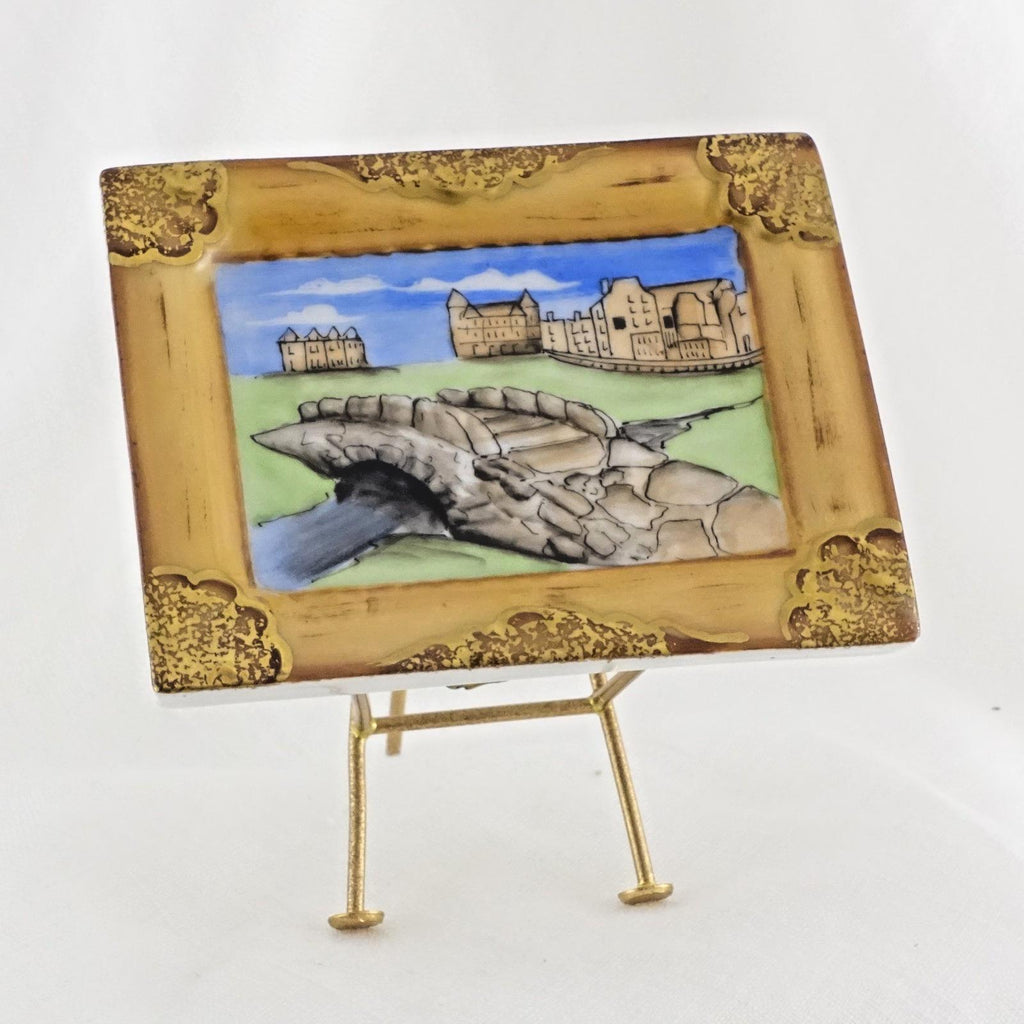 Limoges | Scottish Golf Course 18th hole Trinket Box | Hand Painted Porcelain Keepsake Box | Scotland Souvenir