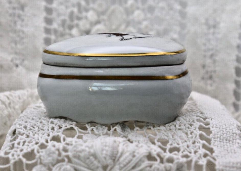 Limoges France Heart Trinket Box Paris Rencontre Au Café | Hand Painted Porcelain