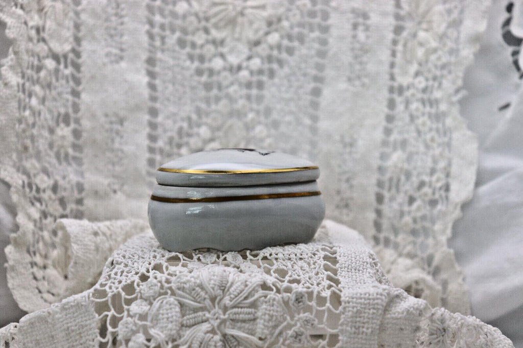 Limoges France Heart Trinket Box Paris Rencontre Au Café | Hand Painted Porcelain
