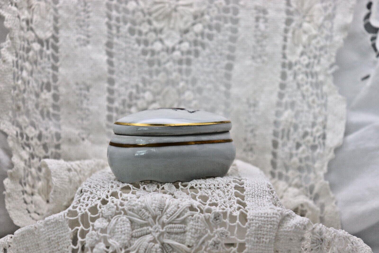 Limoges France Heart Trinket Box Paris Rencontre Au Café | Hand Painted Porcelain