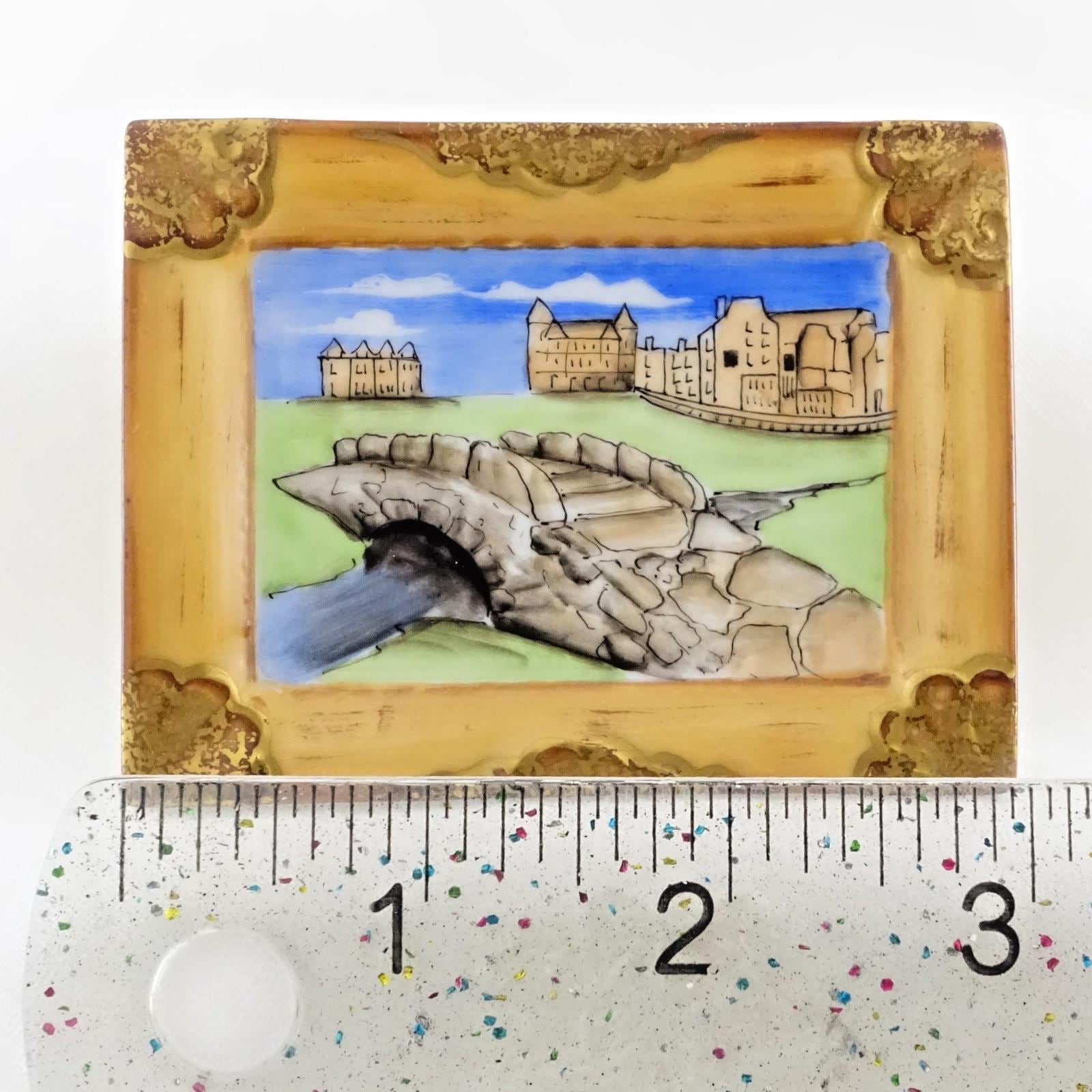 Limoges | Scottish Golf Course 18th hole Trinket Box | Hand Painted Porcelain Keepsake Box | Scotland Souvenir