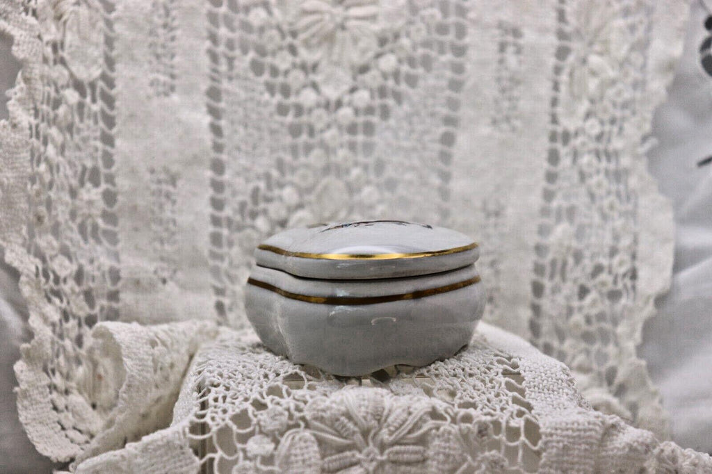 Limoges France Heart Trinket Box Paris Rencontre Au Café | Hand Painted Porcelain