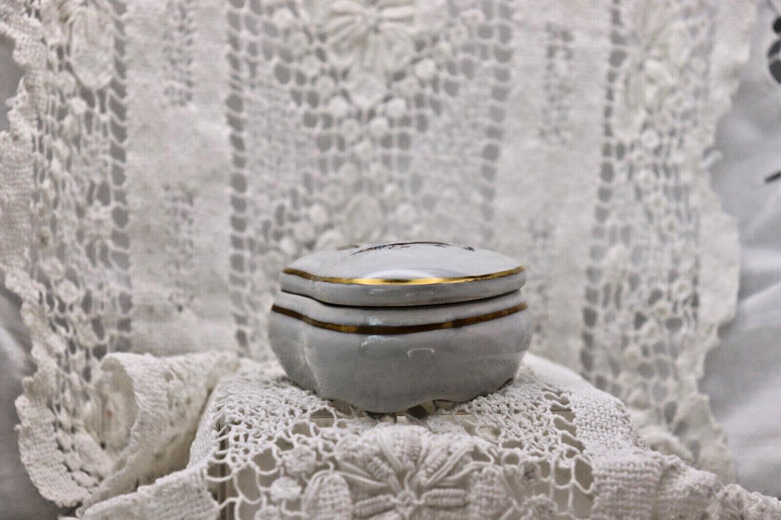 Limoges France Heart Trinket Box Paris Rencontre Au Café | Hand Painted Porcelain