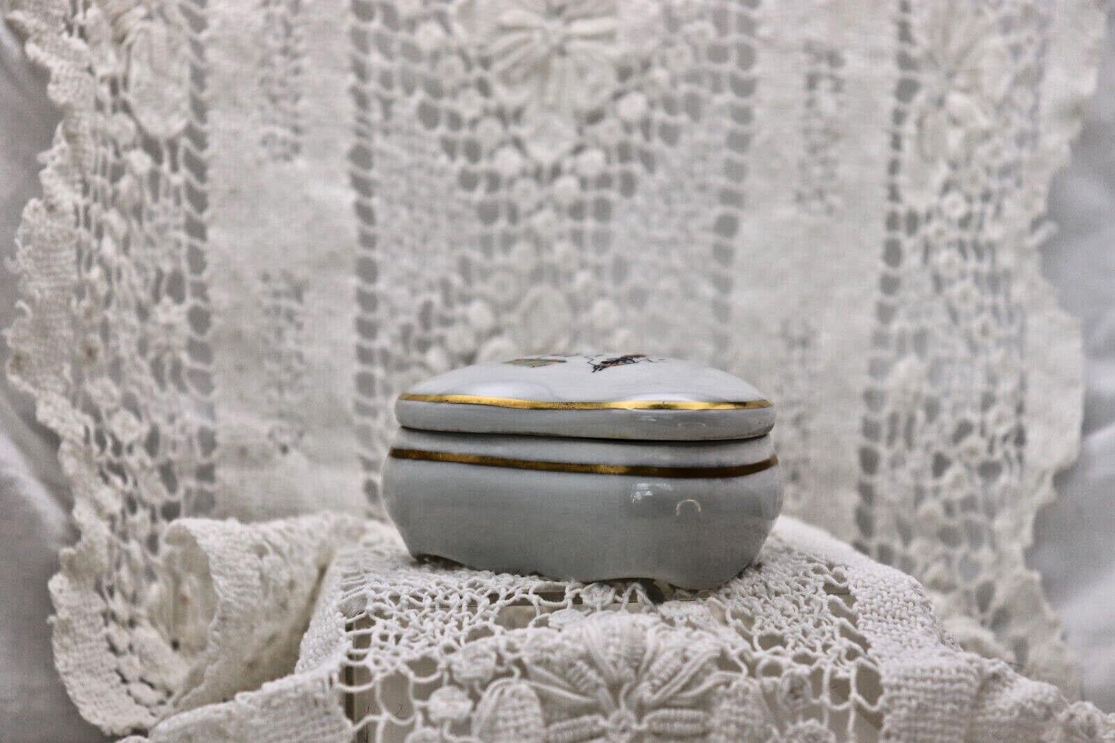 Limoges France Heart Trinket Box Paris Rencontre Au Café | Hand Painted Porcelain