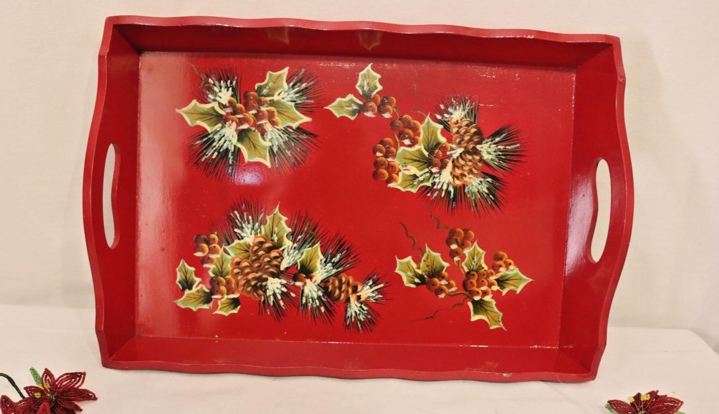 Jolly Ol' Snowy Wood Serving Tray - Rustic Oblong 16.5x11"