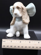 Vintage NAO Lladro Spaniel Figurine - Puppy with Blue Bow Detail