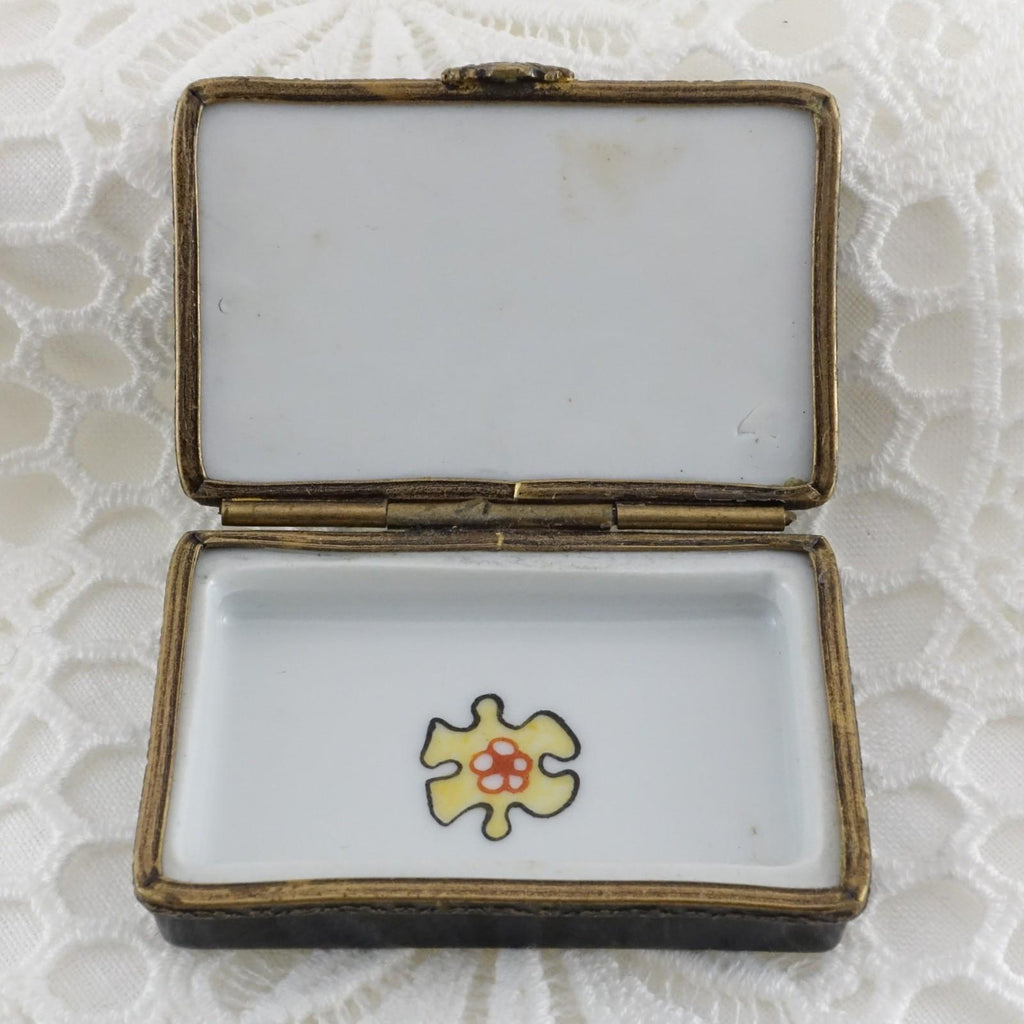 Limoges France 3 Piece Puzzle Trinket Box | Hand Painted Interlocking pieces