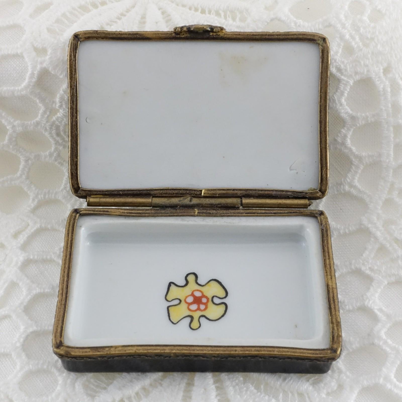 Limoges France 3 Piece Puzzle Trinket Box | Hand Painted Interlocking pieces