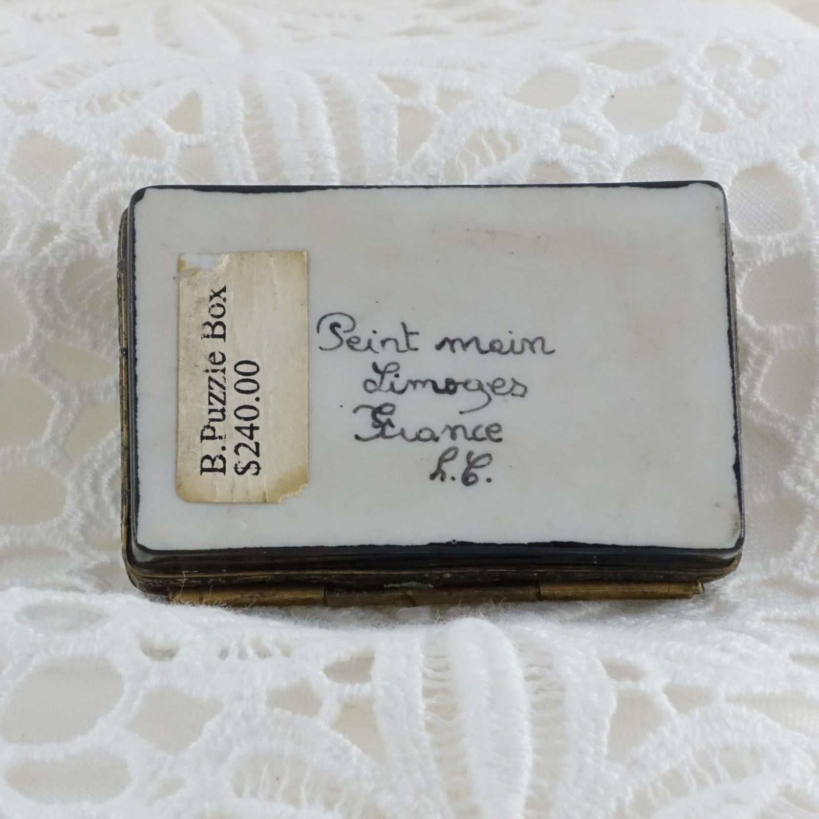 Limoges France 3 Piece Puzzle Trinket Box | Hand Painted Interlocking pieces