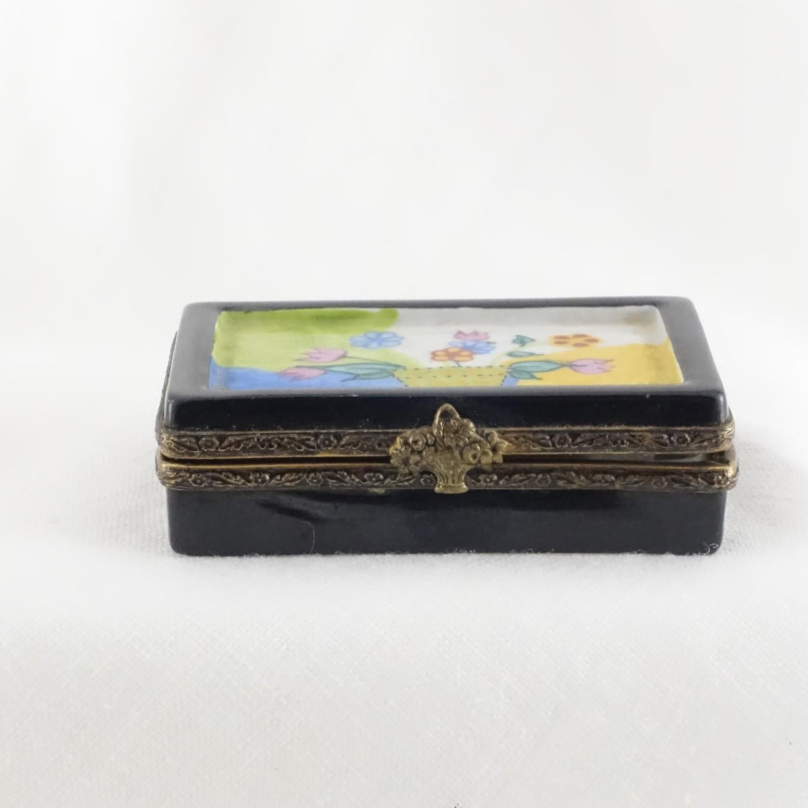 Limoges France 3 Piece Puzzle Trinket Box | Hand Painted Interlocking pieces