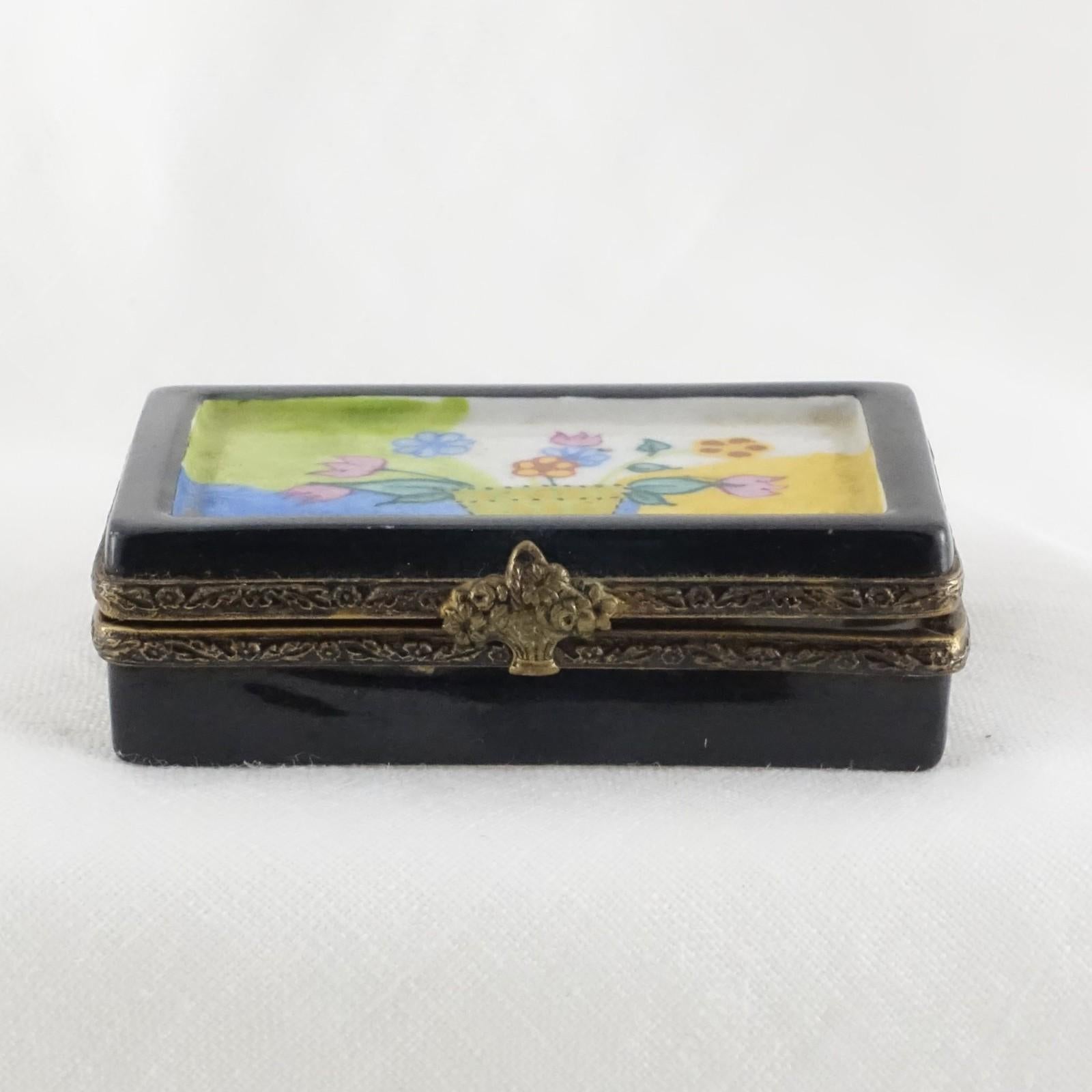 Limoges France 3 Piece Puzzle Trinket Box | Hand Painted Interlocking pieces
