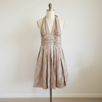 Adrianna Papell Champagne Metallic Shimmer Halter Cocktail Dress - Sz 12 - LADYBIRD LAUGH