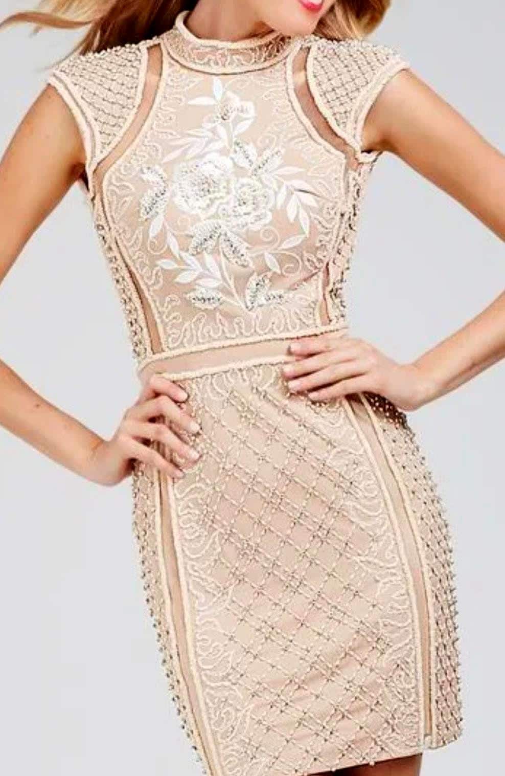 Radiate Confidence! Jovani Nude Beaded Cocktail Dress sz 12 - A Must-Have for Your Special Occasions! Sz 12