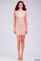 Radiate Confidence! Jovani Nude Beaded Cocktail Dress sz 12 - A Must-Have for Your Special Occasions! Sz 12