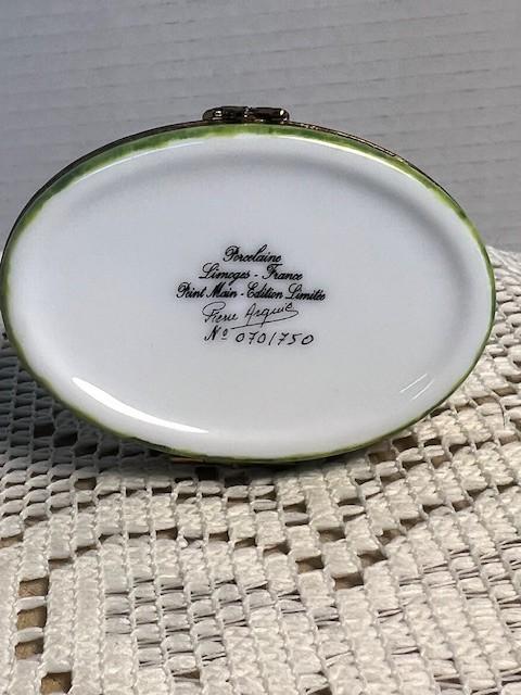 Rare Limoges France Tortoise & Hare Trinket Box Hand Painted Porcelain