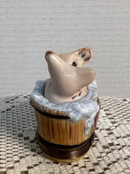 Limoges France Valentine Pigs in Bathtub Trinket Box Hand Painted Porcelain