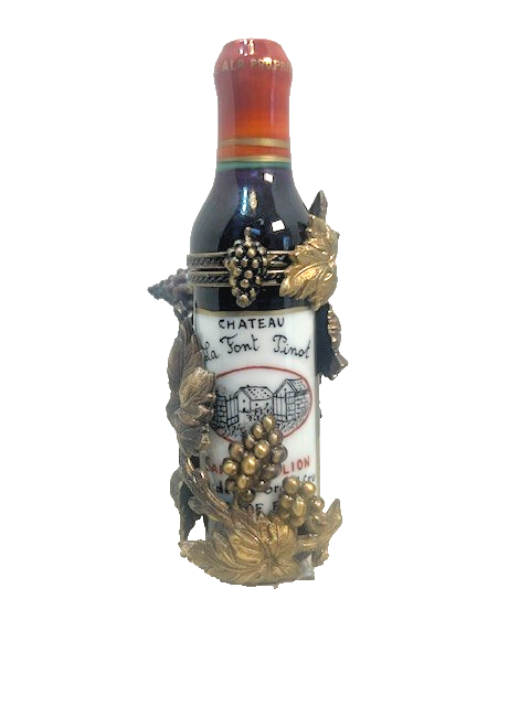 Limoges France Chateau Liquor Bottle Trinket Box | Hand Painted Porcelain