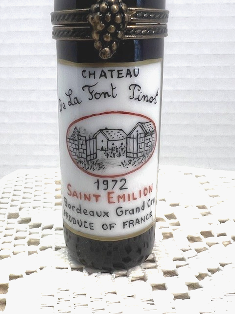 Limoges France Chateau Liquor Bottle Trinket Box | Hand Painted Porcelain