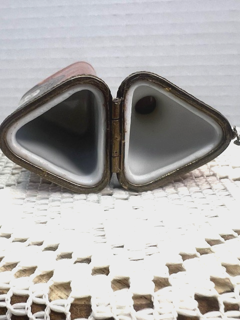Limoges France Scotch Whisky Bottle Trinket Box | Hand Painted Triangular Box