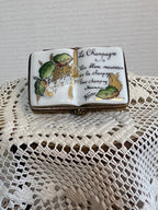 Limoges France Peint Main Champagne Book Trinket Box | Hand-Painted French Porcelain