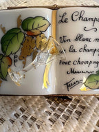 Limoges France Peint Main Champagne Book Trinket Box | Hand-Painted French Porcelain