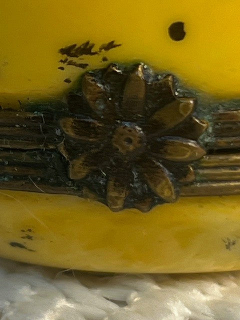 Limoges France Yellow Apple & Bee Trinket Box Hand Painted Porcelain