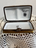 Limoges France Peint Main Champagne Book Trinket Box | Hand-Painted French Porcelain